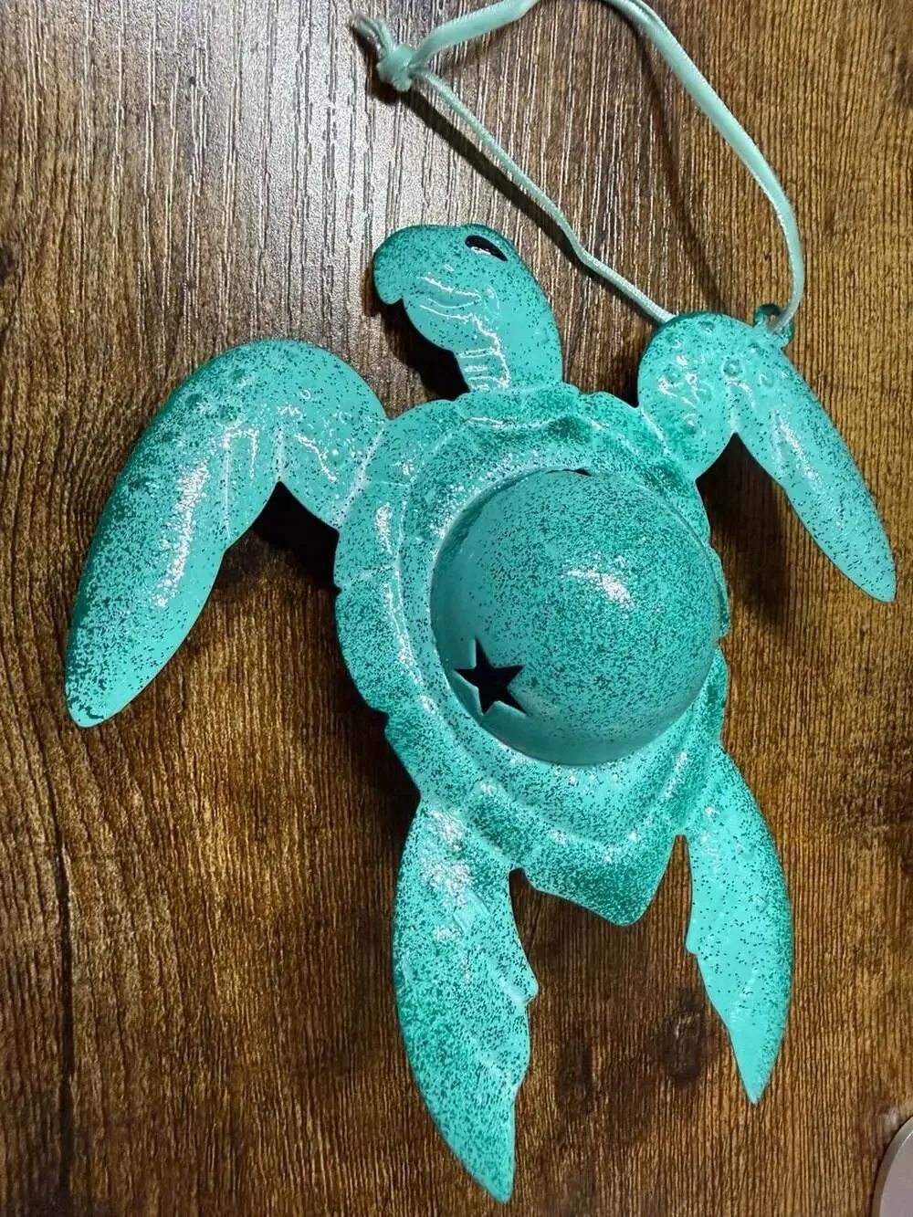 EUC St. Nicholas Square Sea Turtle Metal Jingle Bell Christmas Ornament